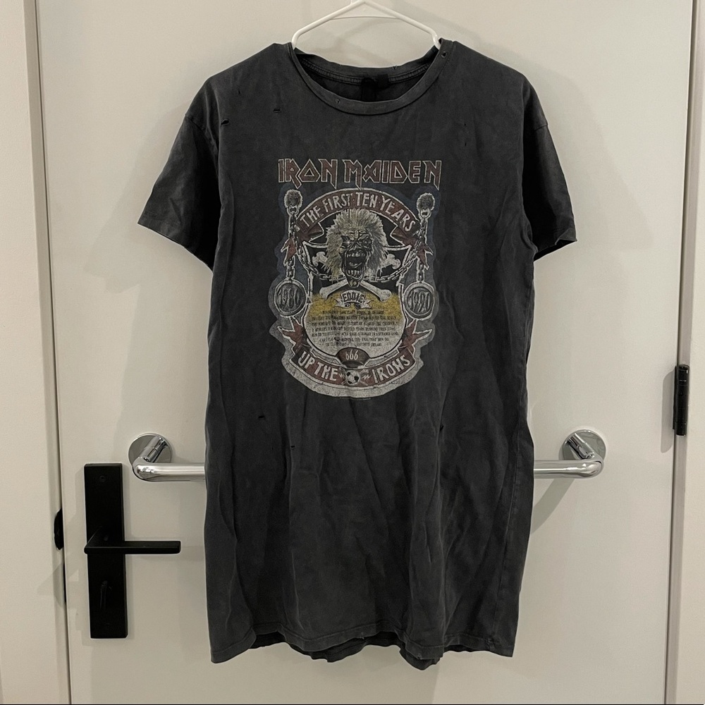 Distressed Iron Maiden T-shirt dress